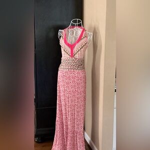 Athleta Pink and Cream Patterned Maxi Dress